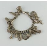 A silver charm bracelet 71 grams