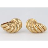 A pair of 9ct yellow gold hollow shell earrings 9.9 gram