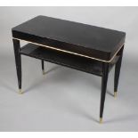 An Art Deco rectangular ebonised 2 tier coffee table with gilt metal mounts 70cm h x 91cm l x 47cm