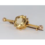 A 9ct yellow gold citrine bar brooch 2.2 grams 36mm