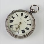 An Edwardian silver keywind pocket watch with seconds at 6 o'clock