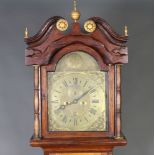 A longcase clock with 30cm arched gilt dial, the roundel to the top marked John Rayner London with