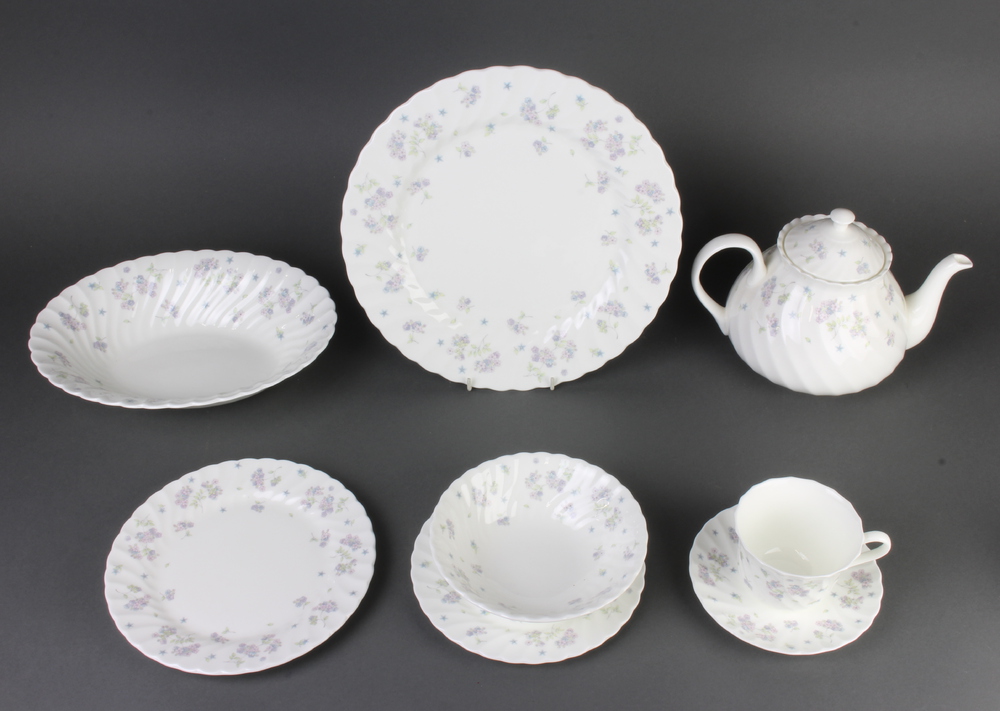 A Wedgwood April Flowers tea and dinner service comprising 8 tea cups, 8 saucers, 8 small plates,