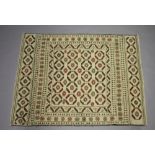 A white and brown ground needlework Sumak Kilim 180cm x 140cm