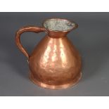 A 19th Century copper 3 gallon harvest measure with LCC mark 34 cm h x 33cm diam. Some dents and old