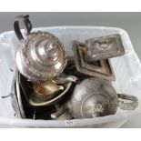 A silver plated Victorian teapot and minor plated wares