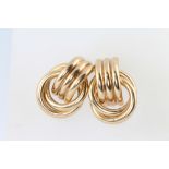 A pair of 9ct yellow gold whorl earrings 9.4 grams
