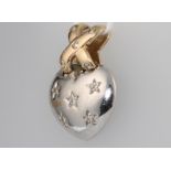 A 9ct white and yellow gold diamond set heart pendant, 5.8 grams