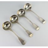 A set of 4 Victorian silver sauce ladles with chased armorial London 1873, 305 grams