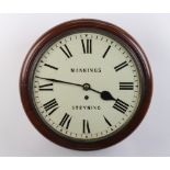 A 19th Century fusee wall clock with cast brass bezel to the front, the 30cm dial with Roman