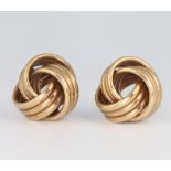 A pair of 9ct yellow gold whorl earrings, 6 grams