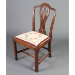 A 19th Century mahogany Hepplewhite style came back dining chair with Berlin woolwork upholstered