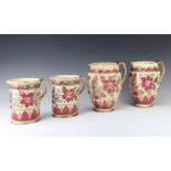 Four Crown Ducal flattened jugs no.282 23cm (2) and no. 285 18cm (2)