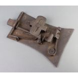 An 18th Century iron door lock 15cm x 23cm (no key)