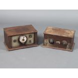 Two early radios contained in oak cases 20cm x 38cm x 23cm and 21cm x 39cm x 24cm