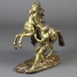 A polished gilt bronze figure of a Marli horse 60cm x 50cm x 20cm 1 ear is damaged