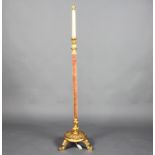 An Italian style gilt painted wooden standard lamp, raised on 2 outswept supports 128cm h x 35cm