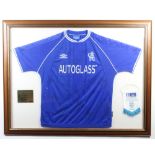 A Chelsea Football Club signed football shirt as worn in the 2000 FA Cup final, when Chelsea beat