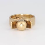 A 9ct yellow gold studio dress ring size J 1/2, 7.7 grams