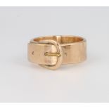 A 9ct yellow gold buckle ring, size O, 8.1 grams