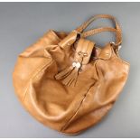 Gucci, a lady's brown leather Marrakech handbag with hessian style interior, the interior labelled