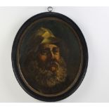 Edwardian oil on board unsigned, study of a bearded fisherman 36cm x 30cm, oval