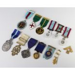 A silver Royal Arch companions jewel, silver Hallstone jewel and minor charity jewels