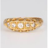 A lady's 18ct yellow gold 5 stone diamond ring size K