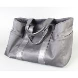 Hermes, a black fabric and leather handled Acapulco travel bag with chrome zip and 8 exterior