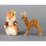 A Steiff figure of Goldie Hamster with ear stud marked 2155/12 13cm and a Steiff figure of a deer