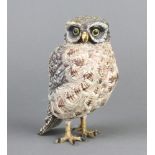 A cold painted bronze figure of an owl 16cm x 7cm