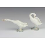 Two Lladro figures of geese 10cm and 7cm