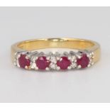 An 18ct yellow gold ruby and diamond ring, size M, 4.2 grams