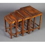 A nest of 4 Burmese hardwood interfitting coffee tables 46cm h x 45cm w x 34cm d