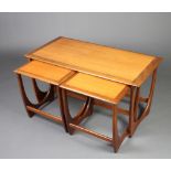 Mid Century, a nest of 3 teak G-Plan Astro interfitting coffee tables 50cm x 98cm x 50cm Some