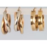 Two pairs of 9ct gold earrings 7.6 grams