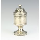 A George III silver pounce pot with floral decoration and engraved armorial, London 1781, 8cm, 60