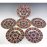 Six Royal Crown Derby Imari pattern plates no.1128, 27.5cm