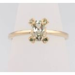 A 9ct yellow gold gem set ring size P 1/2, 2.2 grams