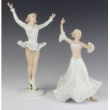 A Wallendorf figure of an ice skater 25cm, ditto of a ballroom dancer 20cm