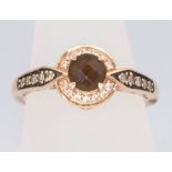 A 14ct yellow gold quartz and diamond dress ring size L, 2.9 grams