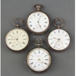 Three silver cased keywind pocket watches and a mechanical ditto None of the watches are working