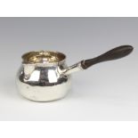 A Victorian silver bulbous brandy warmer with turned wooden handle, London 1885, 20cm