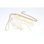 A collection of 9ct gold necklaces 7.7 grams