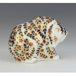 A Royal Crown Derby Imari pattern paperweight of a bear with silver stopper 8cm