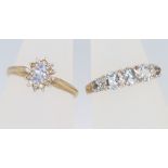 Two 9ct yellow gold gem set rings size N