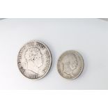 A George III half crown and a shilling