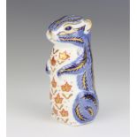 A Royal Crown Derby Imari pattern paperweight of a chipmunk, gold stopper, 10cm
