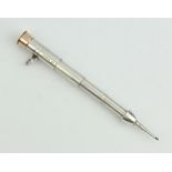 A Victorian novelty silver propelling pencil in the form of a bullet, rubbed marks, 10.5cm