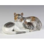 A modern Dresden group of 2 cats 18cm